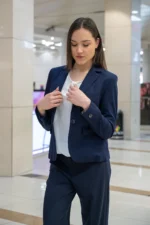 Класическо вталено сако, тъмносиньо - Image 7