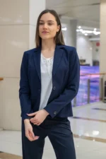 Класическо вталено сако, тъмносиньо - Image 9