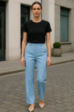 Широк дамски панталон с широка талия