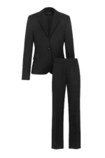 Дамски костюм от класическо сако и панталон с широк крачол