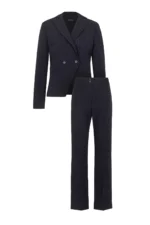 Костюм от двуредно дамско сако и панталон с широк крачол