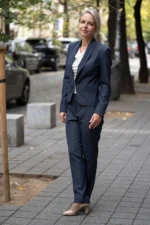 Дамски костюм от сако с шал яка и тесен панталон - Image 8