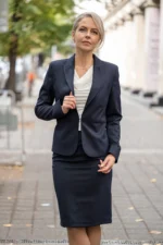 Дамски костюм от сако с остър ревер и класическа пола - Image 5