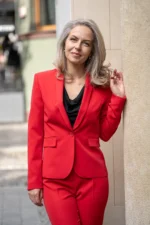 Дамски костюм в червено от сако и панталон - Image 7