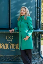 Вталено зелено дамско палто със столче яка - Image 6