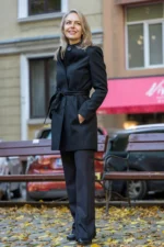 Вталено палто с подвижен колан - Image 5