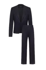 Дамски костюм от сако с остър ревер и широк панталон