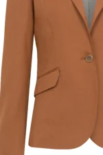 Класическо вталено сако с едно копче, цвят камел - Image 3