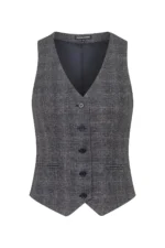 Дамски елек синьо каре – стилен елек с модерна кройка