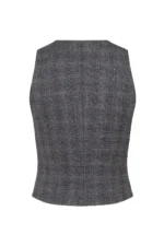 Дамски елек синьо каре – стилен елек с модерна кройка - Image 3