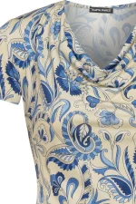 Трикотажна дамска блуза с къс ръкав и „гръцко” деколте - Image 3