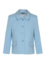 Дамско сако с яка, светло синьо
