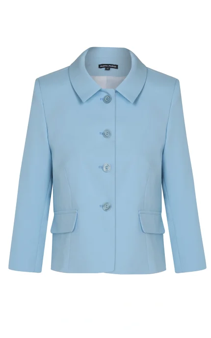 Дамско сако с яка, светло синьо