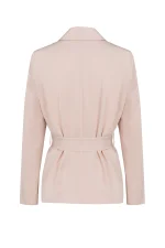 Дамско сако с колан, цвят пудра розово - Image 2