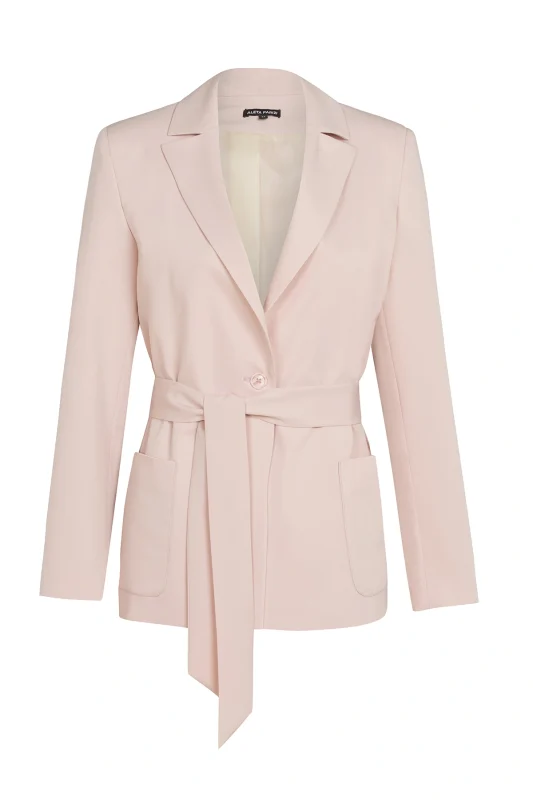 Дамско сако с колан модел 125-1 пудра розово – преден изглед | Aleta Parizi