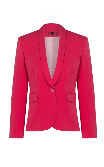 Дамско сако с едно копче, цвят корал