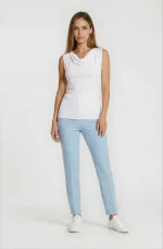 Елегантен дамски панталон в небесносиньо - Image 4