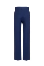 Дамски син ленен панталон 364-10 – заден изглед | Aleta Parizi