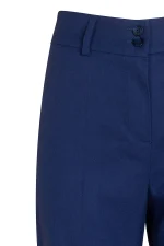 Детайл висока талия и копчета – дамски панталон 364-10 лен синьо | Aleta Parizi