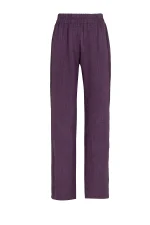 Широк дамски панталон с ластик в тъмнолилаво