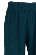 Широк дамски панталон с ластик в тъмнозелен цвят - Image 3