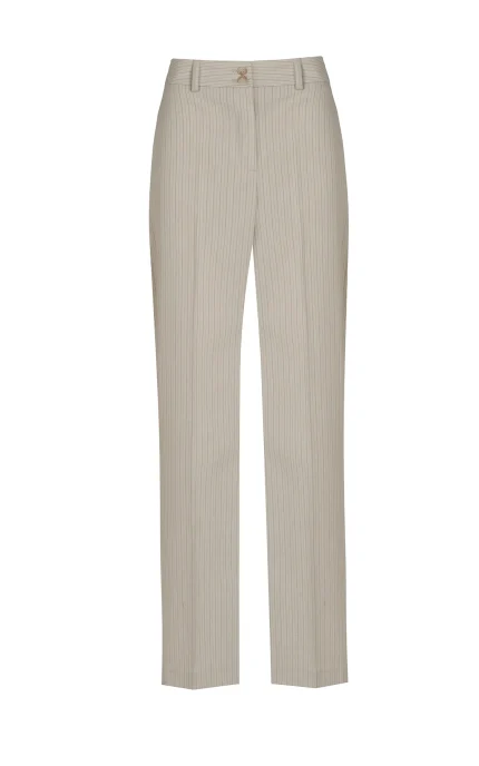Дамски панталон 368-2 бежово pinstripe – преден изглед | Aleta Parizi