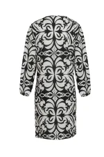 Дамска рокля 5007-1 – Черно-бяло с орнаментален принт - Image 3