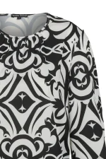 Дамска рокля 5007-1 – Черно-бяло с орнаментален принт - Image 2