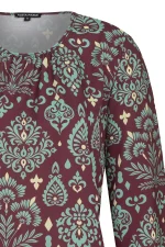 Детайл барок орнаментален принт – рокля 5007-2 бордо мента | Aleta Parizi