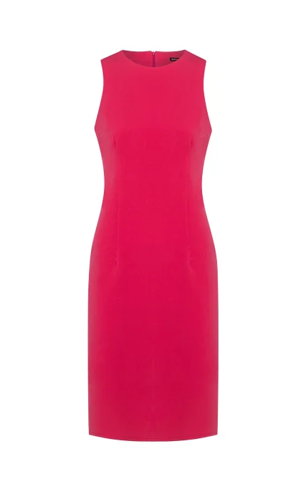 Вталена дамска рокля, цвят корал