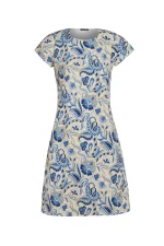 Дамска рокля в тъмносиньо – трапецовиден силует и джобове