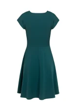 Вталена дамска рокля с паднало рамо и разкроена долна част - Image 3