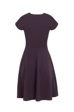 Вталена дамска рокля с паднало рамо и разкроена долна част - Image 3