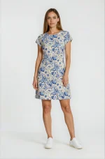 Дамска рокля в тъмносиньо – трапецовиден силует и джобове - Image 4