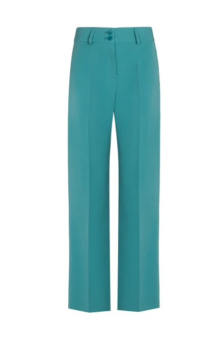 Дамски wide-leg панталон 364-29 тюркоаз с предна гънка – преден изглед | Aleta Parizi